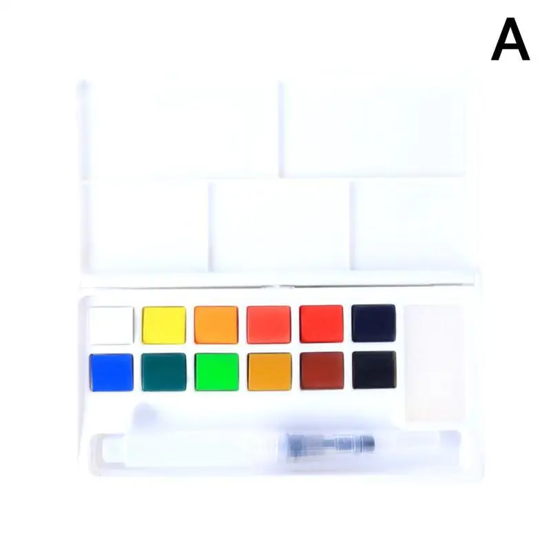 12/18/24/36 Цвета воды Цвет набор красок с водой арт Цвет перо твердый щетка для домашних животных Портативный для красящий пигмент для путешествий T7I5 - Цвет: 12 colors