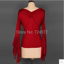 Латинский танцевальный костюм для пожилых, сексуальный, кисея с длинным рукавом, Топ для женщин, латинский танцевальный костюм, Топ 6 видов цветов