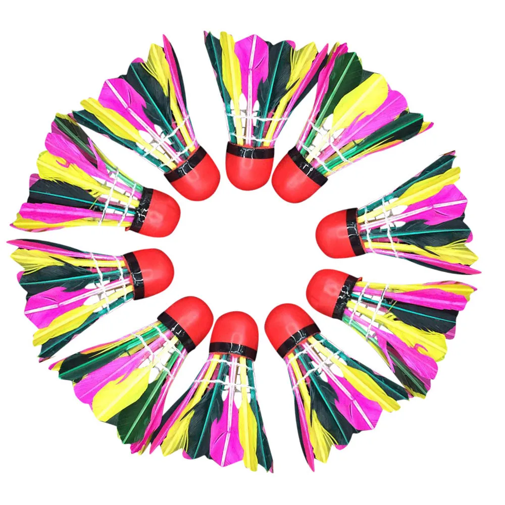 

10 PCS Game Sport Training Shuttlecocks Multicolour Duck Feather Badminton Flying Stably Shuttlecocks 2019
