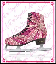 Aidocrystal 2015 popular crystal covered figure ice skating shoes for ladies