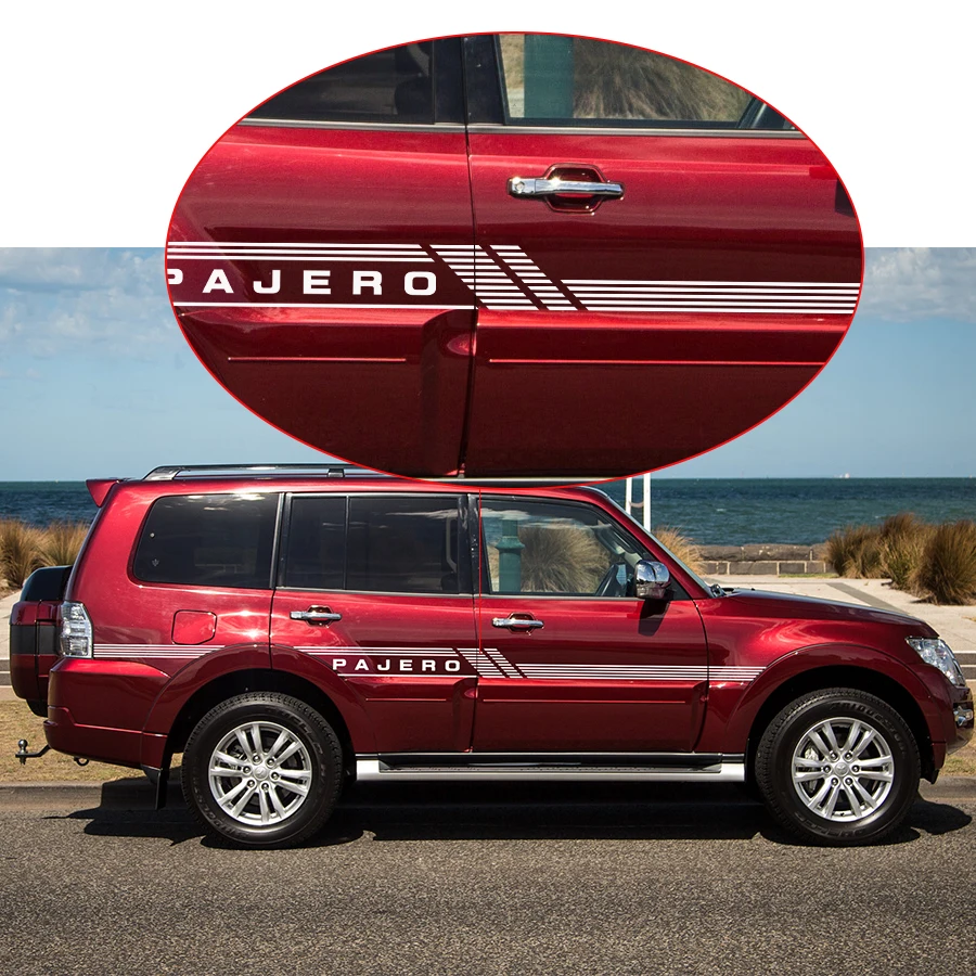 car stickers 2pc cool car side door stripe styling graphic vinyls car accessories decals custom for mitsubishi pajero sport