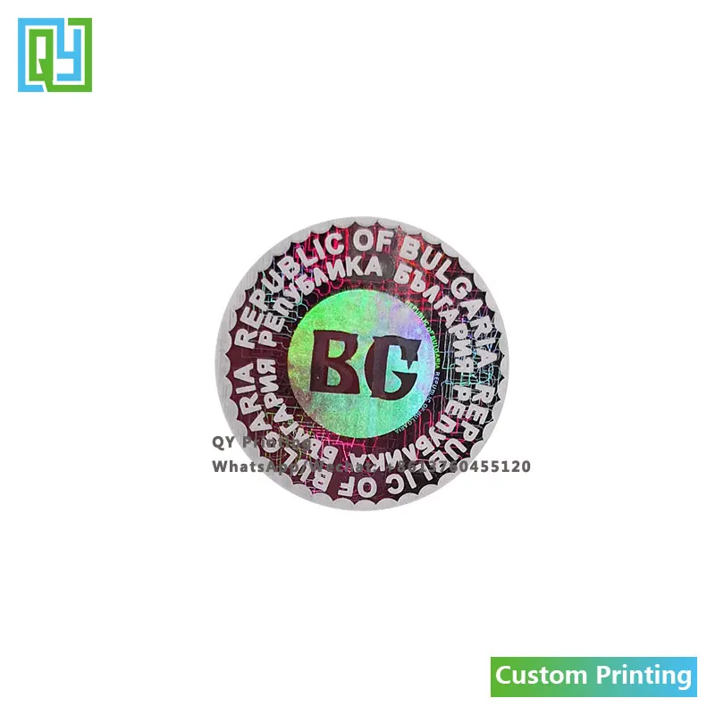10000pcs 20x20mm 사용자 정의 인쇄 된 포장 레이블 3D 홀로그램 실버 레이저 스티커 높은 Sercurity 포장 레이블 방수 인감