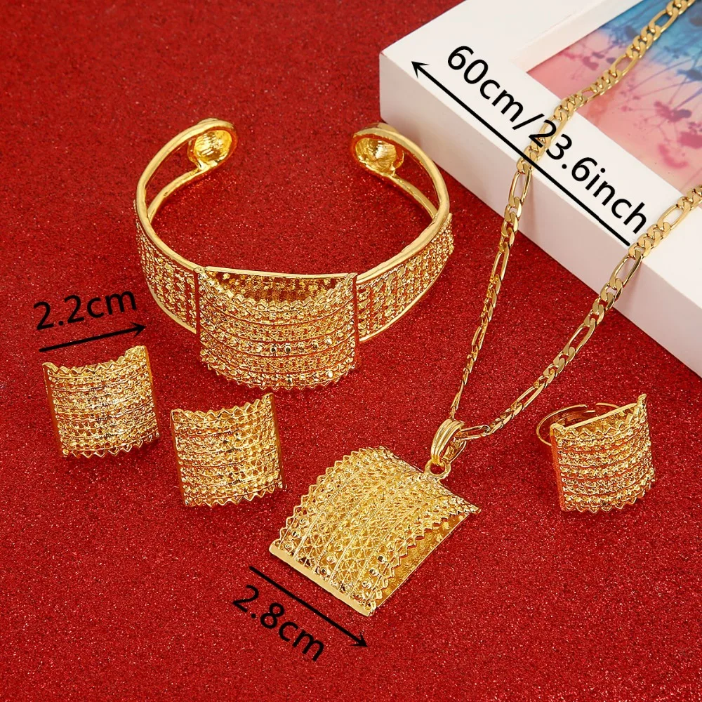 Koop Ethiopische Sieraden Set Bruid Bruiloft Hanger Ketting Armband Oorbel Ring Afrikaanse Eritrea Habesha Sets
