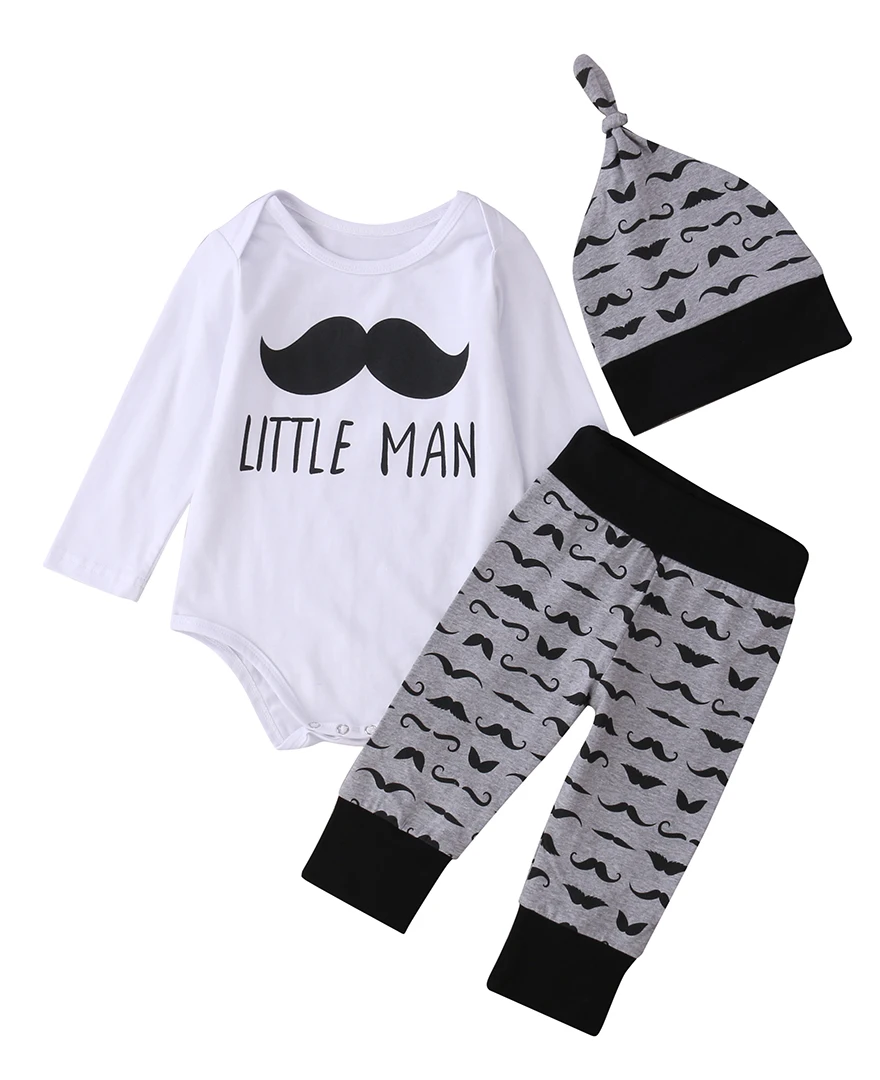 

2019 Autumn new baby boy clothes set cotton long-sleeved Romper + trousers + hat 3 pcs casual suits newborn Infant clothing set