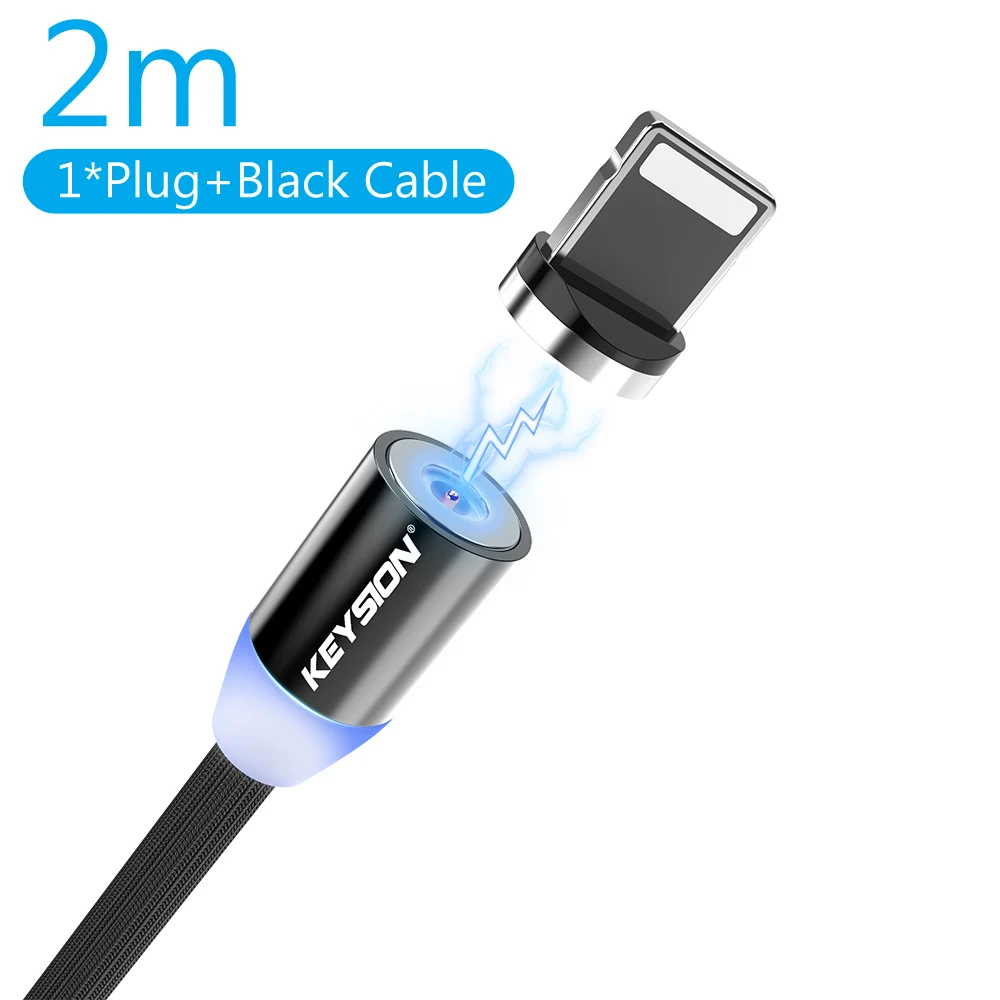 KEYSION type-C Магнитный USB кабель для Oneplus 7 Pro 6t 1m 2m 2A Быстрая зарядка Магнитный зарядный провод USB C кабель для Galaxy A50 - Цвет: Black 2m