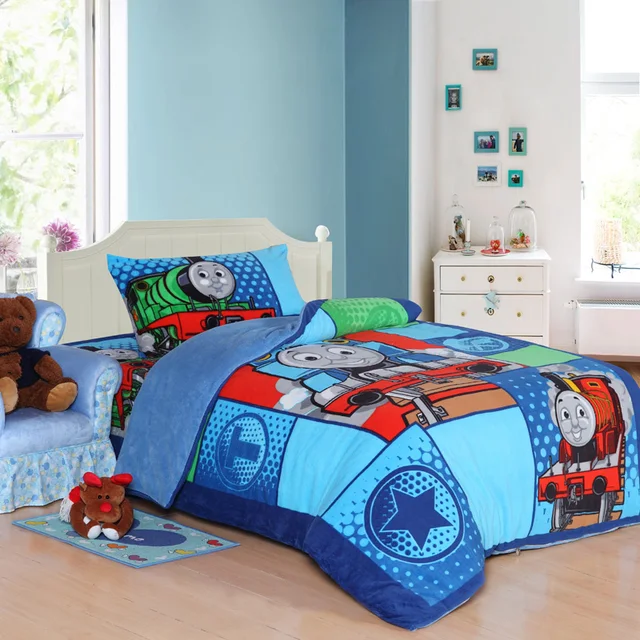 train thomas kids bedding set queen size cartoon blue children queen size character sheets