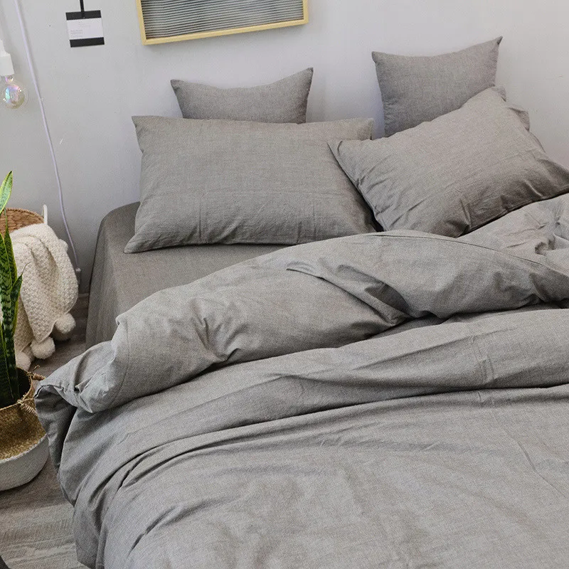

100% cotton Wash cotton 3pcs duvet cover sets(1pcs duvet cover+2pcs pillowcase) 3pcs bedding sets light grey