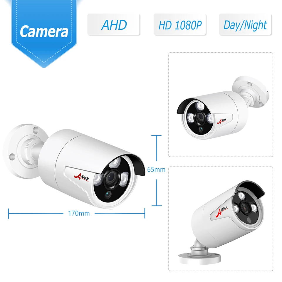 ANRAN CCTV 2.0MP 8CH HD AHD DVR Kit 3000TVL 1080P 3 массива ИК камера для ночного отдыха домашняя
