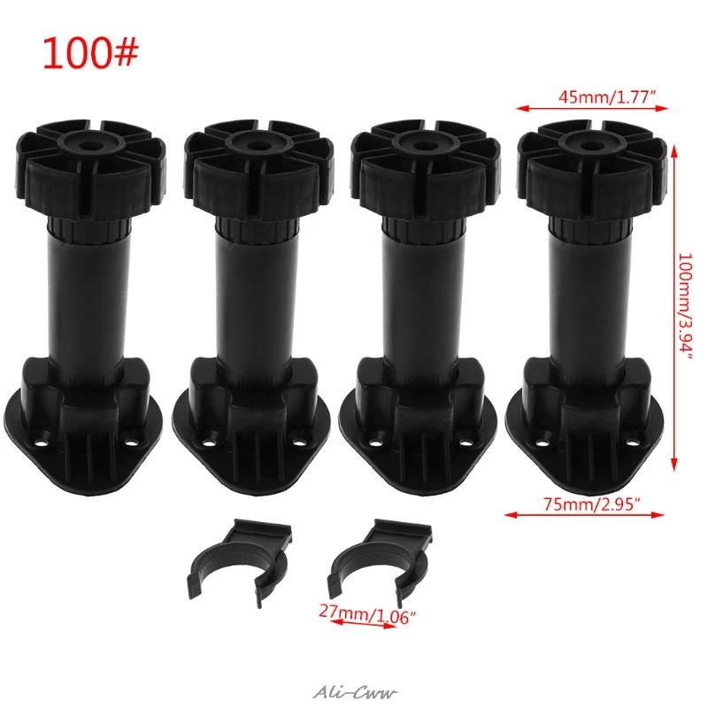 4pcs Hot Adjustable Height Cupboard Foot Cabinet Leg For Kitchen Bathroom