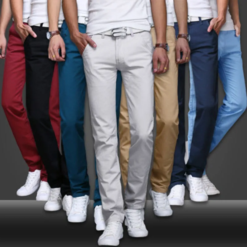 

Spring summer leisure straight men's trousers youth Korean version of the solid color straight regular midweight trousers male