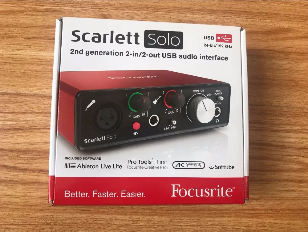 Акция Focusrite Scarlett Solo II 2 входа 2 выхода USB аудио интерфейс звуковая карта профессиональная для записи микрофона