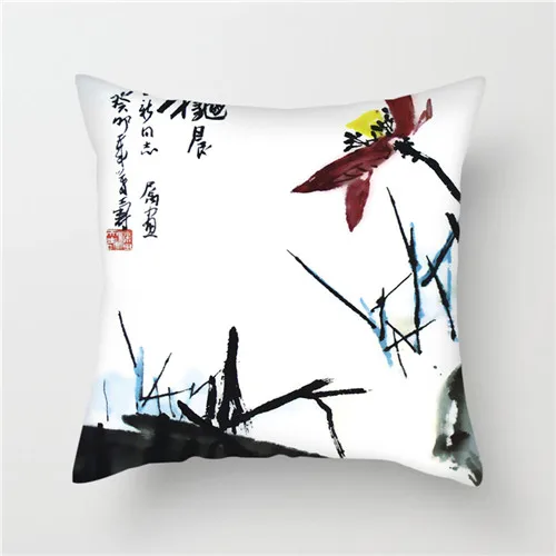 Fuwatacchi китайский цветок и картина с птицами подушки с принтами лотоса сливы Чехлы для подушек для дома диван украшения для стульев - Цвет: PC06350