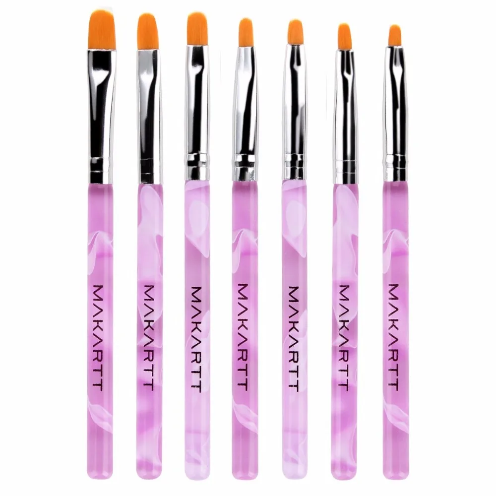 Escovas de Unhas Escova da Arte do Unha Escova para Dicas Falsas do Unha por Atacado Conjuntos uv Gel Pintura Profissional Desenhar 100 x 7 Pçs 6 prego pintura profissional desenhar escova para dicas falsas do prego por atacado