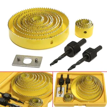 

16Pcs Carbon Steel 13 Hole Saw Kit 19-127mm Wood Working Metal Holesaw Cutting Tool DC112
