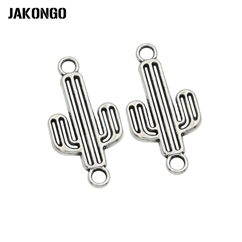 

JAKONGO Antique Silver Plated Cactus Charm Connectors for Jewelry Making Bracelet Accessories DIY Findings 26x13mm