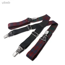 YBMB Модная рубашка подтяжки в клетку камуфляж печати Эластичный тактический пояс х Форма 4 зажима