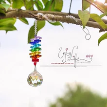 H & D Chakra Crystal Sun Penangkap Kristal Chandelier Ball Prism Loket Pendaki Rainbow Hanging Chakra Cascade Suncatcher 24cm