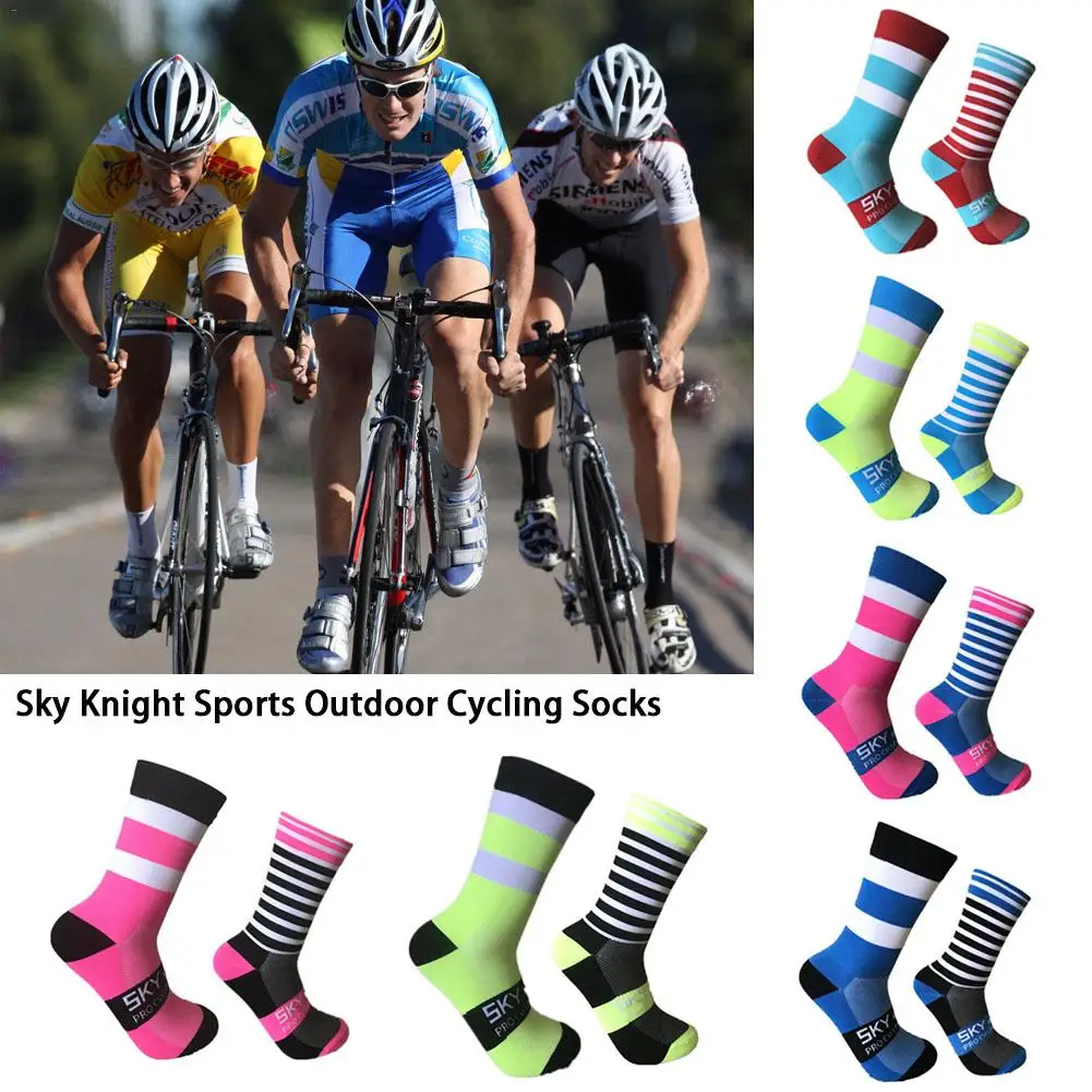 Новые спортивные велосипедные носки мужские и женские носки в полоску с волнистыми точками для левых и правых ног профессиональная защита ног дышащий фитиль-носок