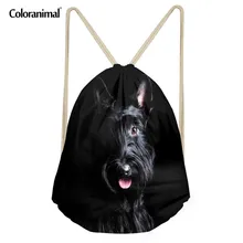 Цветная Милая 3D сумка с изображением животных, собак, щенков шотландского терьера, фитнес-сумка на шнурке, дорожный мягкий рюкзак, сумка для хранения