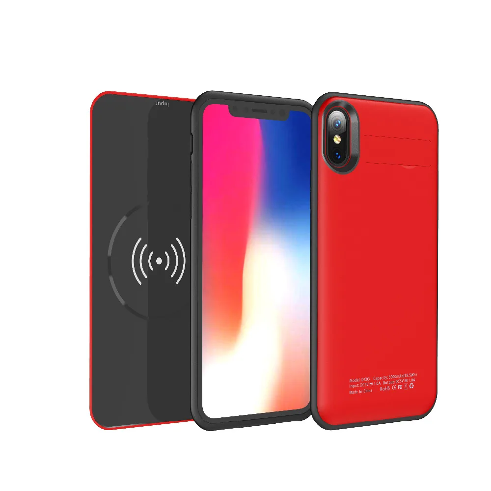 

Lioeo Wireless Charging Case For iPhone X Case 5000mAh Battery Power Bank Case For iPhone X 10 External Battery Wireless Charger