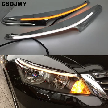 

1Set Car Headlight Eyebrow Decoration Yellow Turn Signal DRL LED Daytime Running Light For Honda Accord 2011 2012 2013 2014