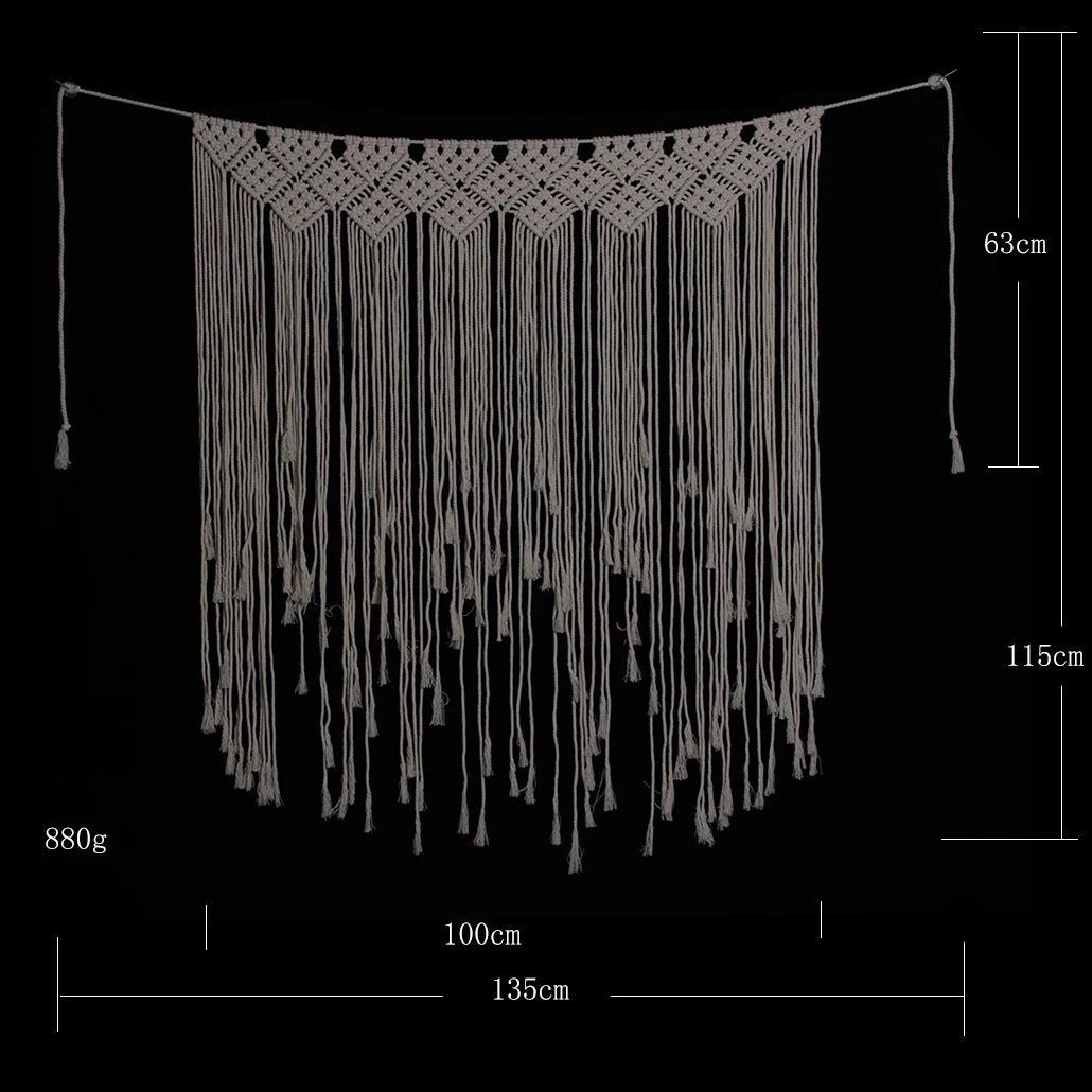 Хлопковая нить ручной работы настенный гобелен большой Бохо макраме свадебный фон тканый Настенный декор гобелен для гостиной 85x110 см
