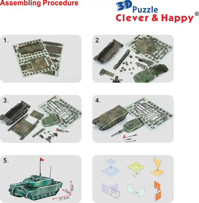 Новая умная и счастливая земля 3d головоломка модель 90 танков взрослые головоломки самодельная Бумажная модель игры для детей бумажное обучение и образование