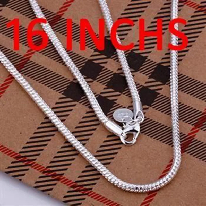 

Silver Necklace Pendant,925 jewelry silver plated Necklace 3mm Snake Bone Necklace-16 N192-16 /SHEYXCNP PIWIFIVP