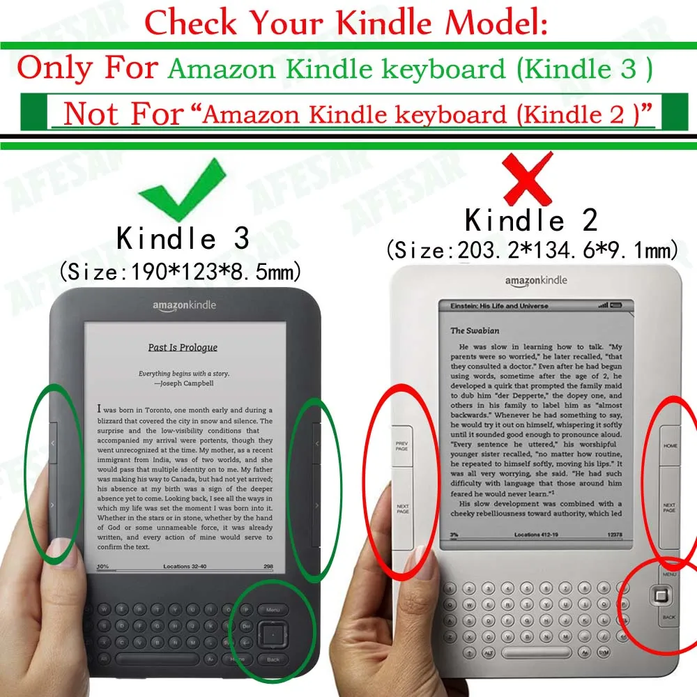 flip book cover case for amazon kindle 3 3rd gen ereader leather kindle cover size