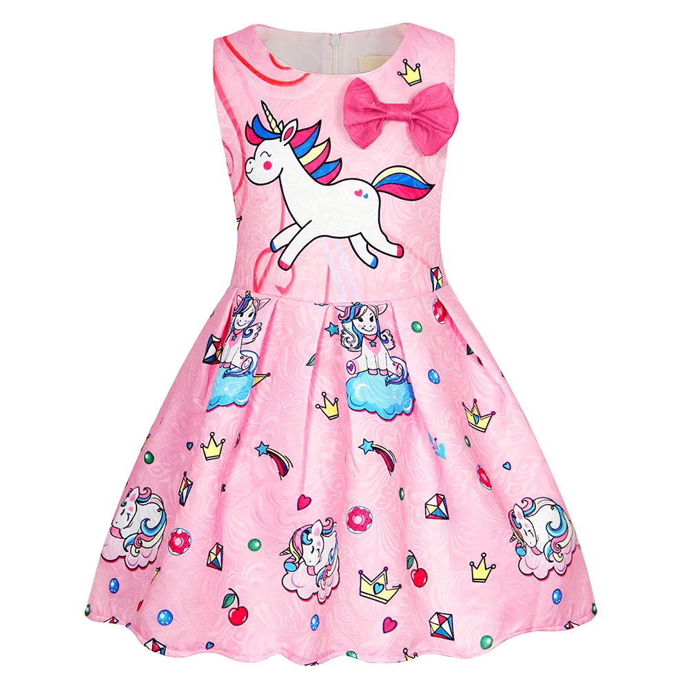 

Toddler Girls unicorn dress sleeveless cartoon unicorn outfits for girls bowknot princess dresses summer clothes casual clothing