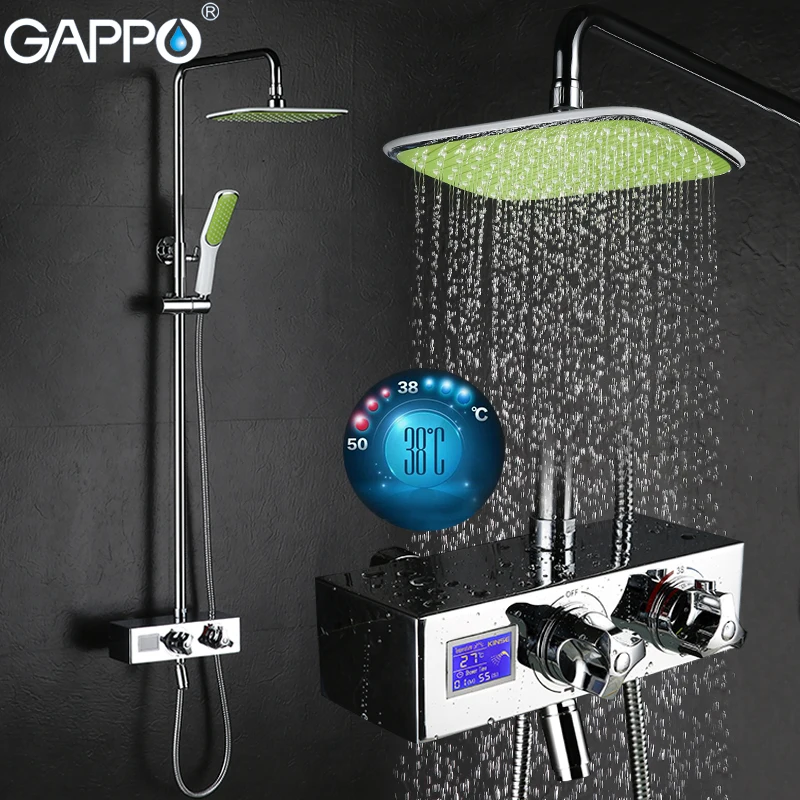 

GAPPO Wall Mounted bath shower faucet tap Chrome LCD Digital Temperature shower tap mixer Torneira de chuveiro Sanitary Ware