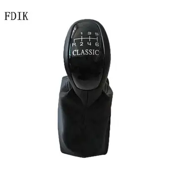 

FDIK 6 Speed Black Gear Shift Knob With Boot For Mercedes Benz C Class W203 R123456 Classic Car Styling Handle Lever