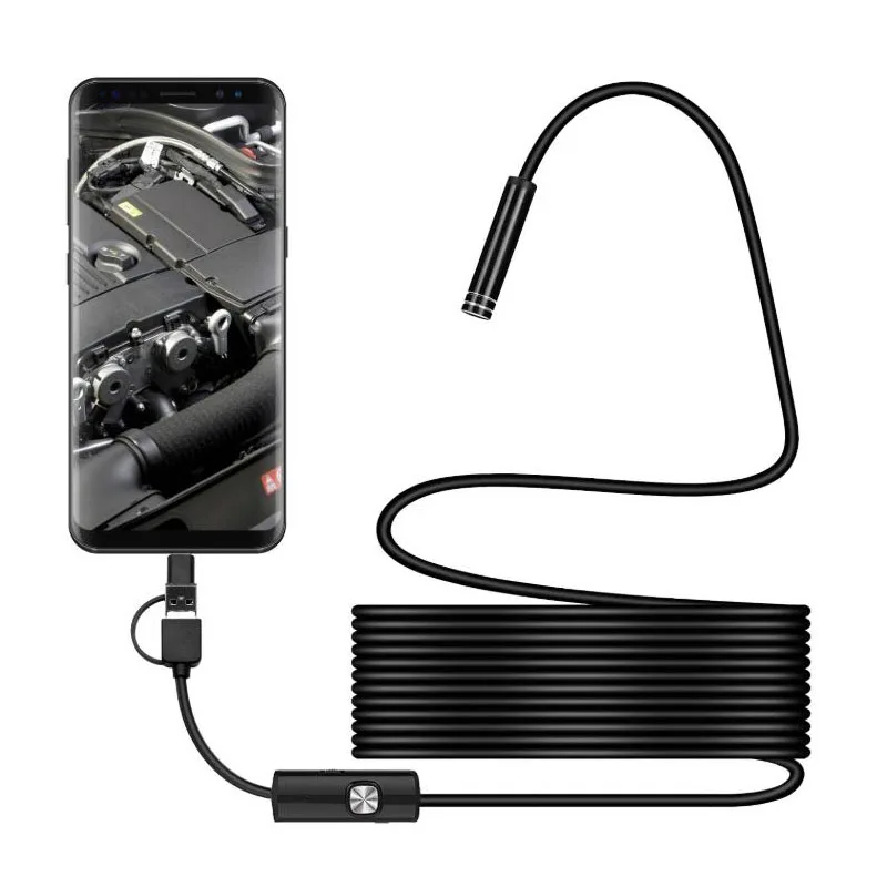 Камера-Эндоскоп 5 мм 3 в 1 USB водостойкая IP67 6 светодиодов | Инструменты