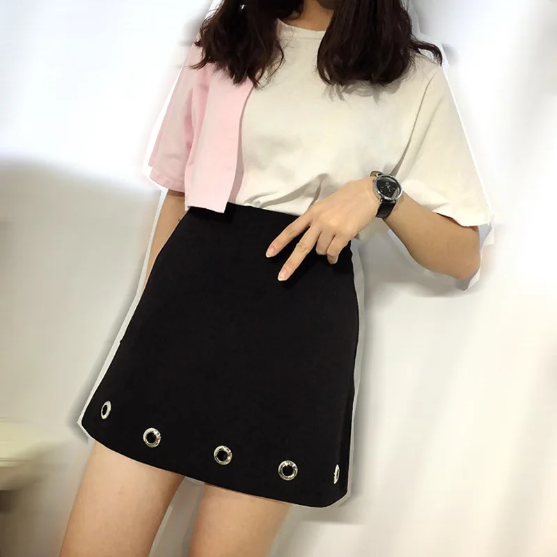 2017 new winter skirt womens A-Line high waist elastic knitted skirt solid color fashion holes warm women mini skirt GL1018 (2)