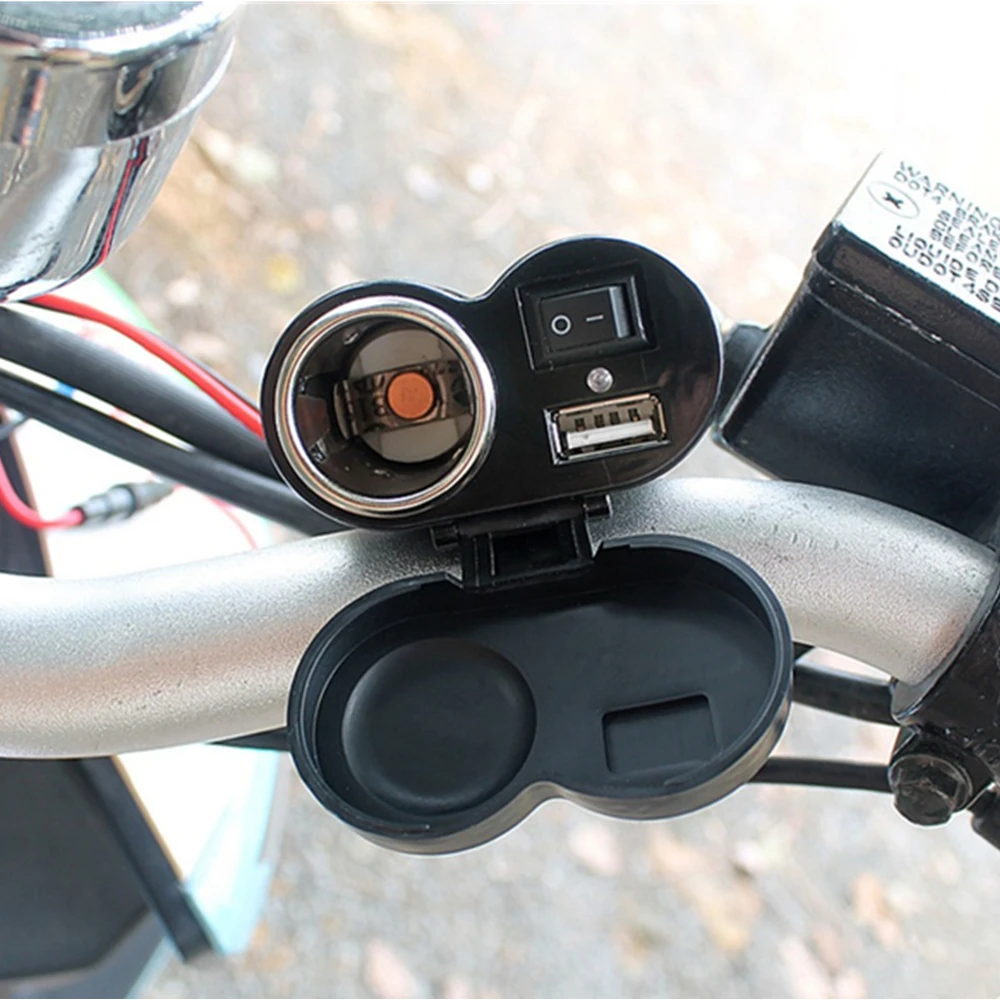 Portable Motorbike Power USB Charger Compatible FOR Phone MP3 GPS 12-24V Black