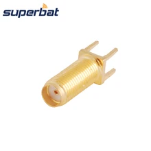 Superbat 10 шт. латунь позолоченный 50 Ом SMA Гнездовой разъем прямой через отверстие Вертикальная печатная монтажная плата 22 мм длина 15 мм резьба