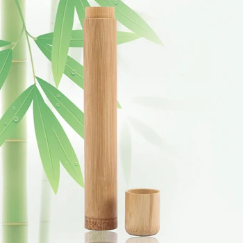 

Storage Travel Eco Friendly With Lid Organizer Bathroom Multifunctional Case Tube Shape Toothbrush Holder Carrier Bamboo Home