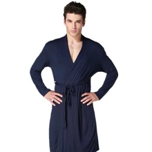 Стиль мужские Модальные домашние халаты летние кимоно Банный халат ночная сорочка пижама с длинными рукавами Повседневная Домашняя одежда Пижама