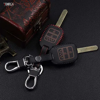 

Top layer leather Genuine Leather car key cover For Honda CR-VCivic 2 buttons leather car remote key case key cover Car wallet