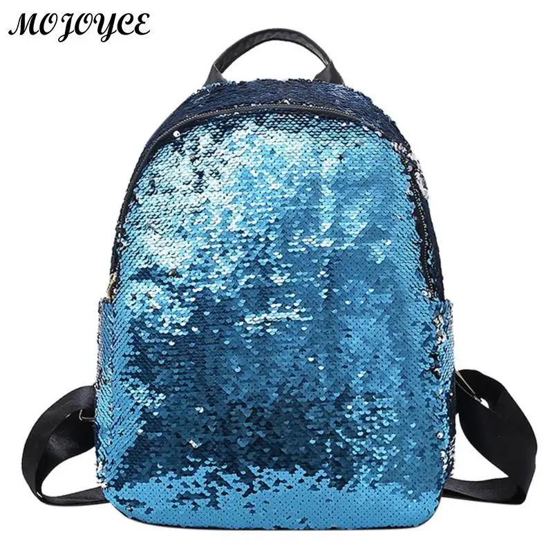 

Women All-match Bag PU Leather Sequins Backpack Girls Travel Princess Bling Rucksack 2018 Hot sale Ladies Backpacks New Arrival