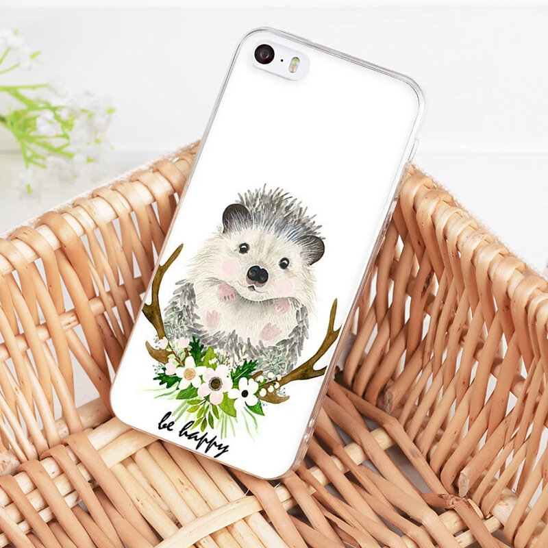 Для iphone X XR XS MAX милый олень Мультяшные животные лиса Ежик телефонная застежка для