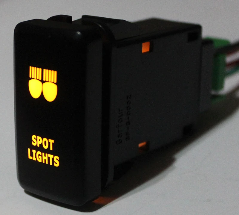 

SPOT LIGHTS Push Button Switch Orange LED For Toyota Landcruiser Hilux FJ Cruiser ON OFF Switch With Wire 12 Volt 3Amp