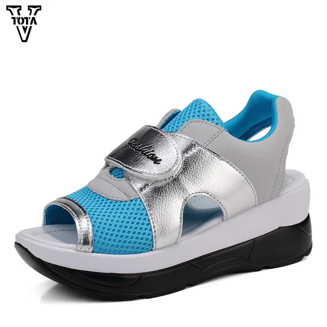 VTOTA Summer Casual Shoes Woman Air Mesh Women's Sandals Lightweight Platform Shoes Sandalias Open Toe Walking Shoes QJ03