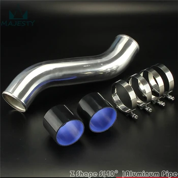 

63 mm 2.5" Z / S Shape Aluminum Turbo Intercooler Pipe + silicone hose + clamps BK