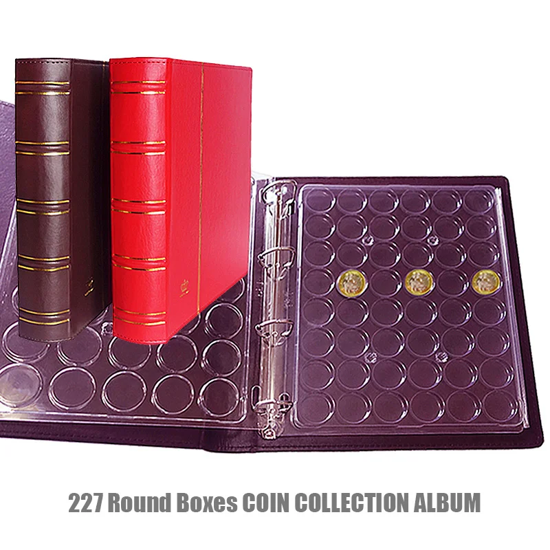 227 Coins 32cmx27cm PU Cover Coin Holder Album Commemorative Currency Protection Transparent