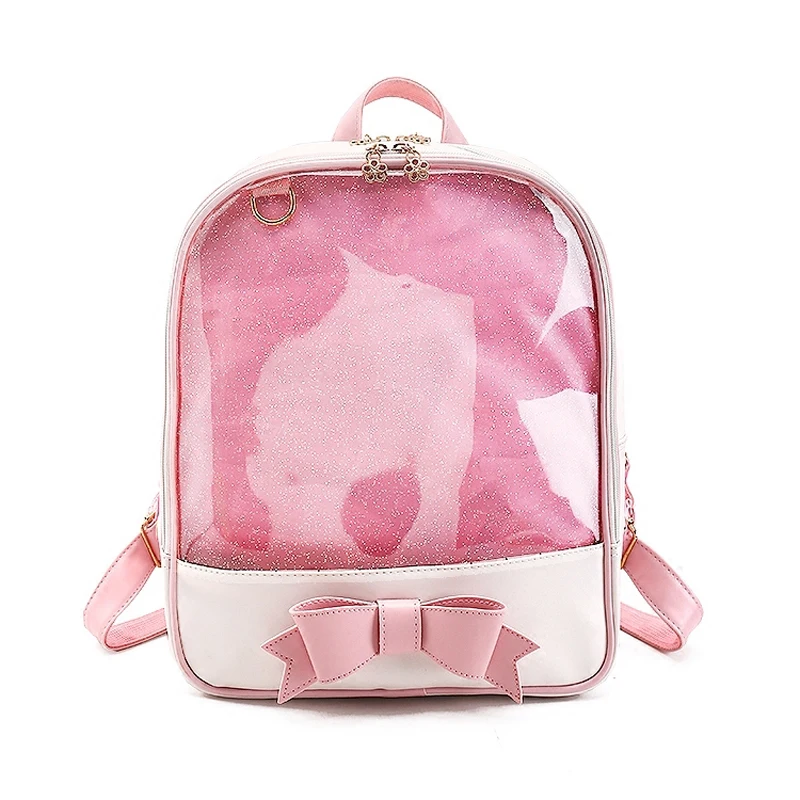 ximier 2017 Summer Candy Clear Bow Backpacks Solid Color Cute Girls