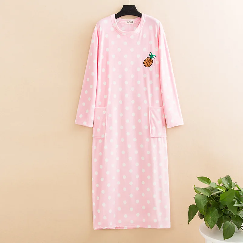 Autumn Nightgown Plus Big Size Women Sleepwear Stripes Winter super Soft Flannel Night Dress Long Sleeve Nightwear New