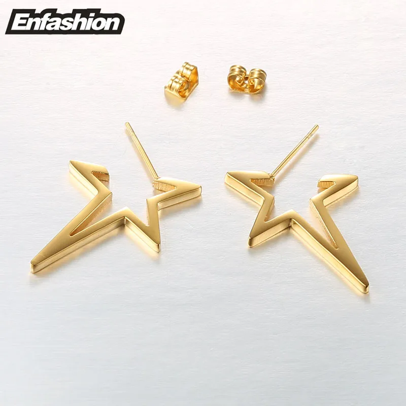 Enfashion Star серьги панковские гвоздики цвета розового золота из нержавеющей стали
