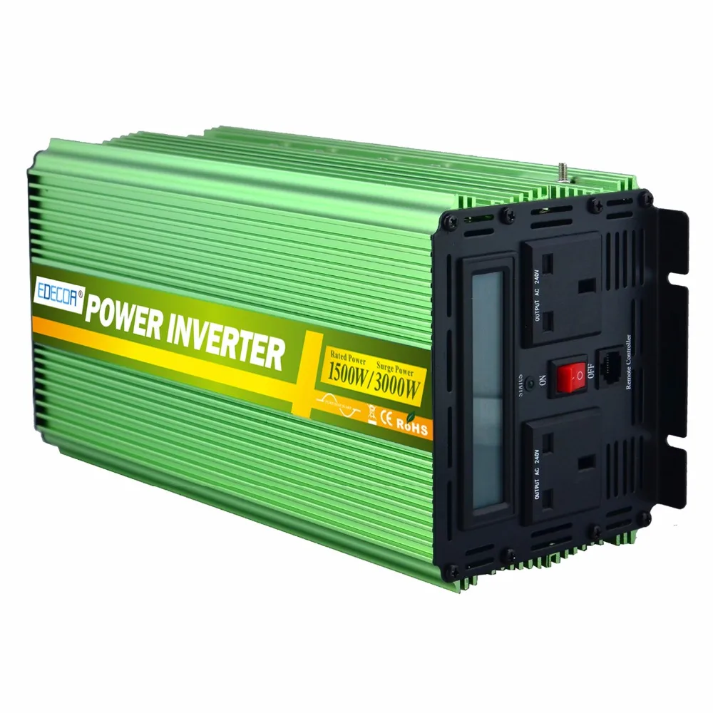 

EDECOA hybrid solar inverter Pure sive wave 12V 24V to 240V 1500W 3000W off grid converter with LCD display free shipping