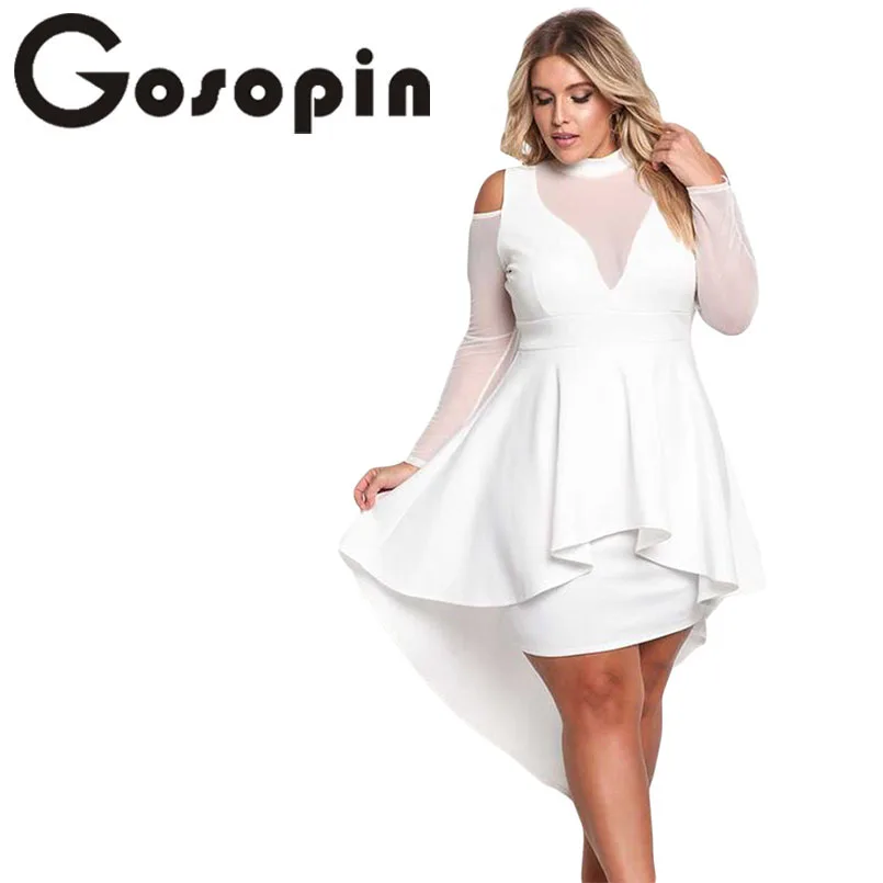 

Gosopin Plus Size Women Sexy Party Long Sleeve Cold Shoulder Autumn Dresses Women Night Club Dresses XXXL Casual Black LC61727